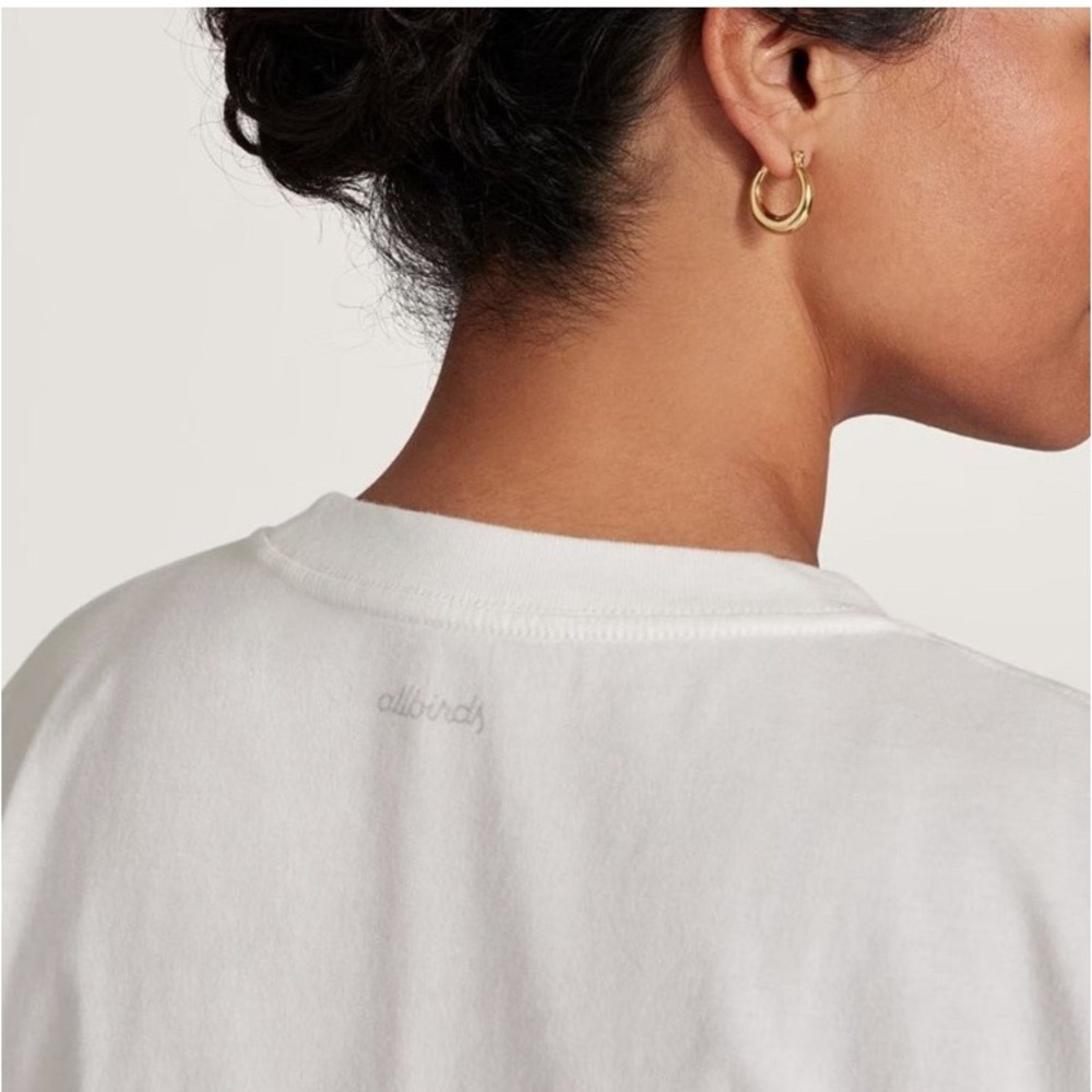 Allbirds Top Womens M White Relaxed Tee White Short Sleeve Crew Casual Everyday - Picture 2 of 7